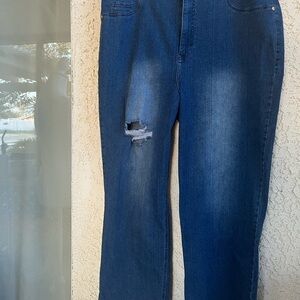 NWT NINA PARKER Distressed Straight Leg Blue Jeans SIZE 22W